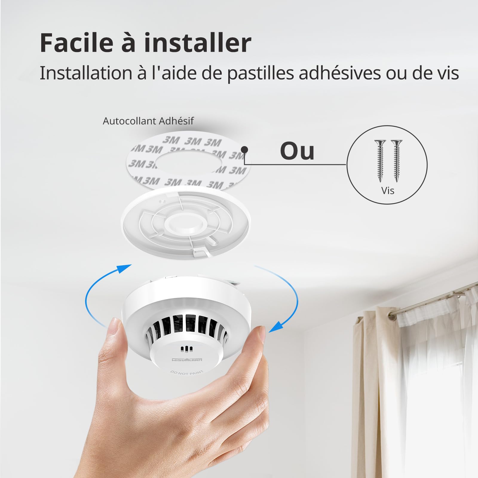 Détecteur de Fumée Capteur de 10 Ans avec Pile 5 Ans, Alarme Incendie Détecteur Fumée 85dB, Bouton de Test/Silence, Batterie Remplaçable,Conforme EN14604 (10 pièce)