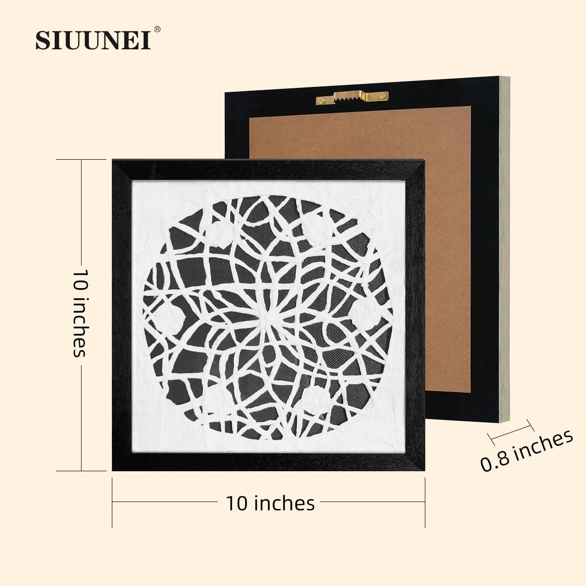 SIUUNEI 10x10 Framed Wall Art Rustic Decor Wall Hanging,Modern Abstract Aesthetic Rice Paper Handmade Paintings,Office/Bedroom/Kitchen/Farmhouse/Living Room Decor-Circle Black Box