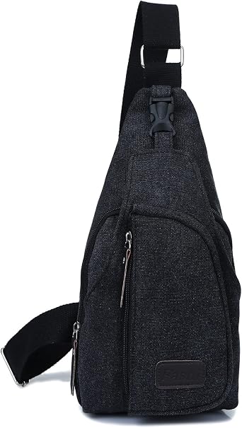Crossbody Sling Backpack Canvas Small Sling Bag Hiking Daypack Rucksack for Men Women Outdoor Cycling Travel