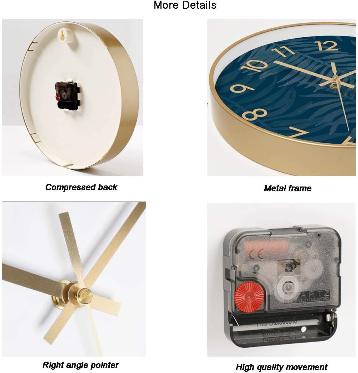 Metal Wall Clock Modern Design,Easy to Read Numbers Clock for Home Kitchen Dining Living Room Office