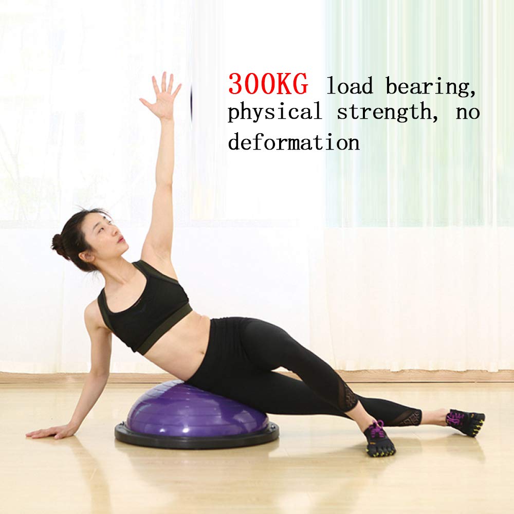 Balance Trainer，Yoga-Ball, Halbes Yoga Übung Ball Balance Trainer Fitness Pilates Krafttraining Workout Gym Kernkraft Bauchmuskeln Beweglichkeit Traine Mit Fußpumpe,Blue
