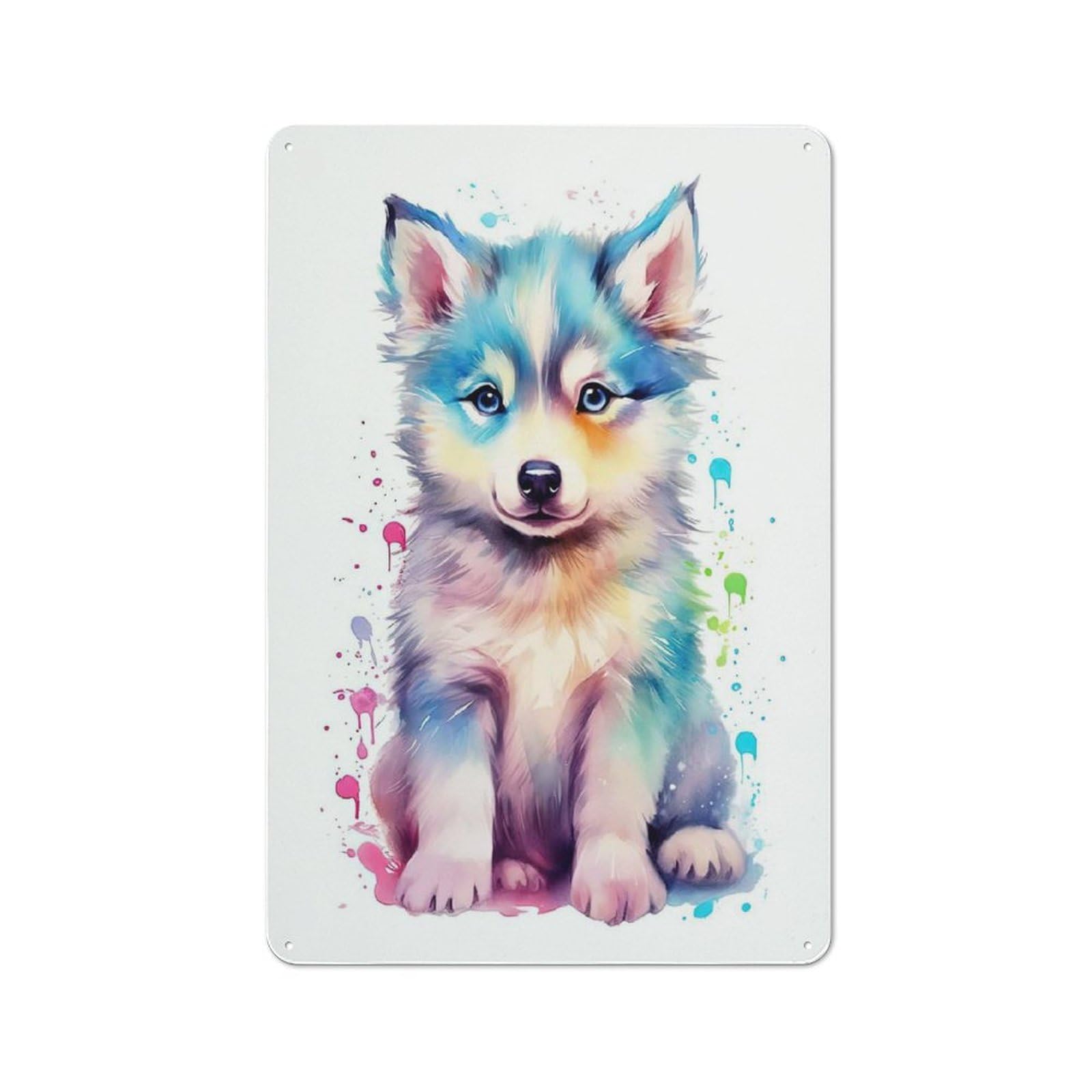 Retro Baby Siberian Husky Puppy Metal Sign 30x20cm, Classic Pub Decor for Cafe, Pub, Workshop Or Home Bar, for Casual British Interiors