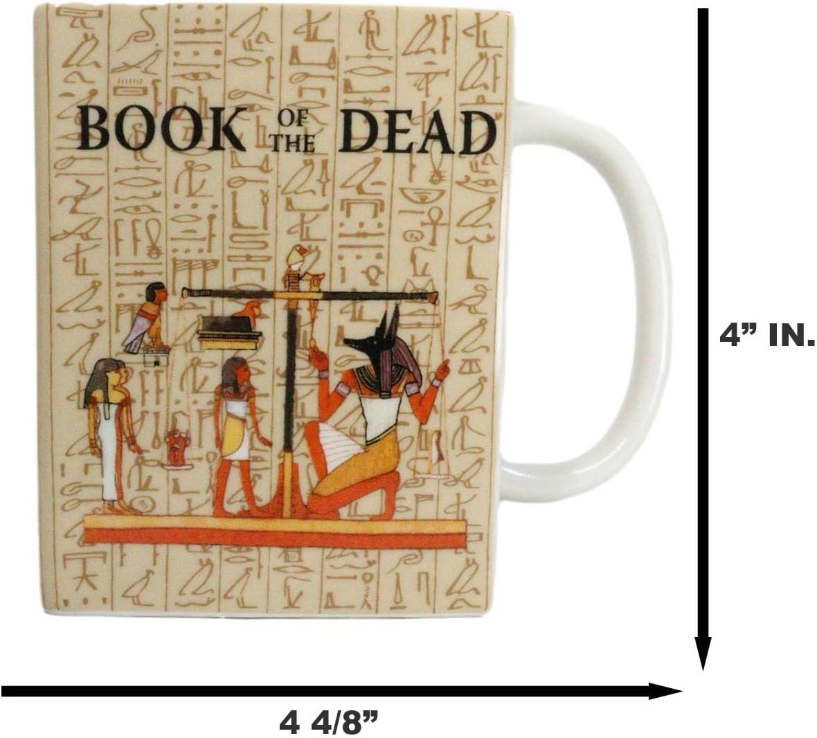 Ebros Gift Wicca Witchcraft Metaphysical New Age Arcane Arts Porcelain Modern Square Boxy Shaped Mug 15oz Hot Cocoa Coffee Tea Mugs (Yellow Book Of The Dead Egyptian Anubis)