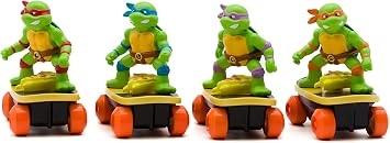 Teenage Mutant Ninja Turtles Switch Kick Skaters Pack of 4 - Gyro Self-Stabilizing Rip-Cord Powered Skateboard Toy Gift, Stock Stuffer for Ages 3+