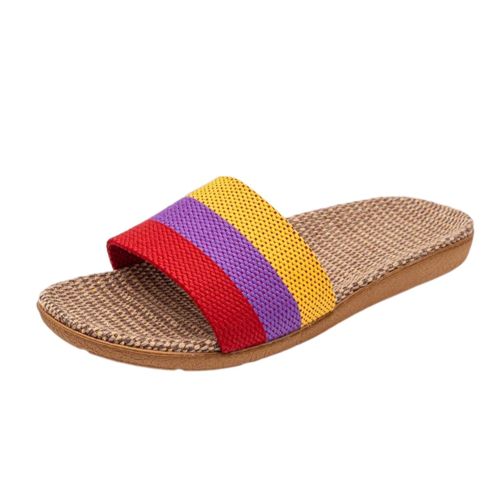 Sandales femme en lin coloré nu-pieds respirants d'intérieur et extérieur