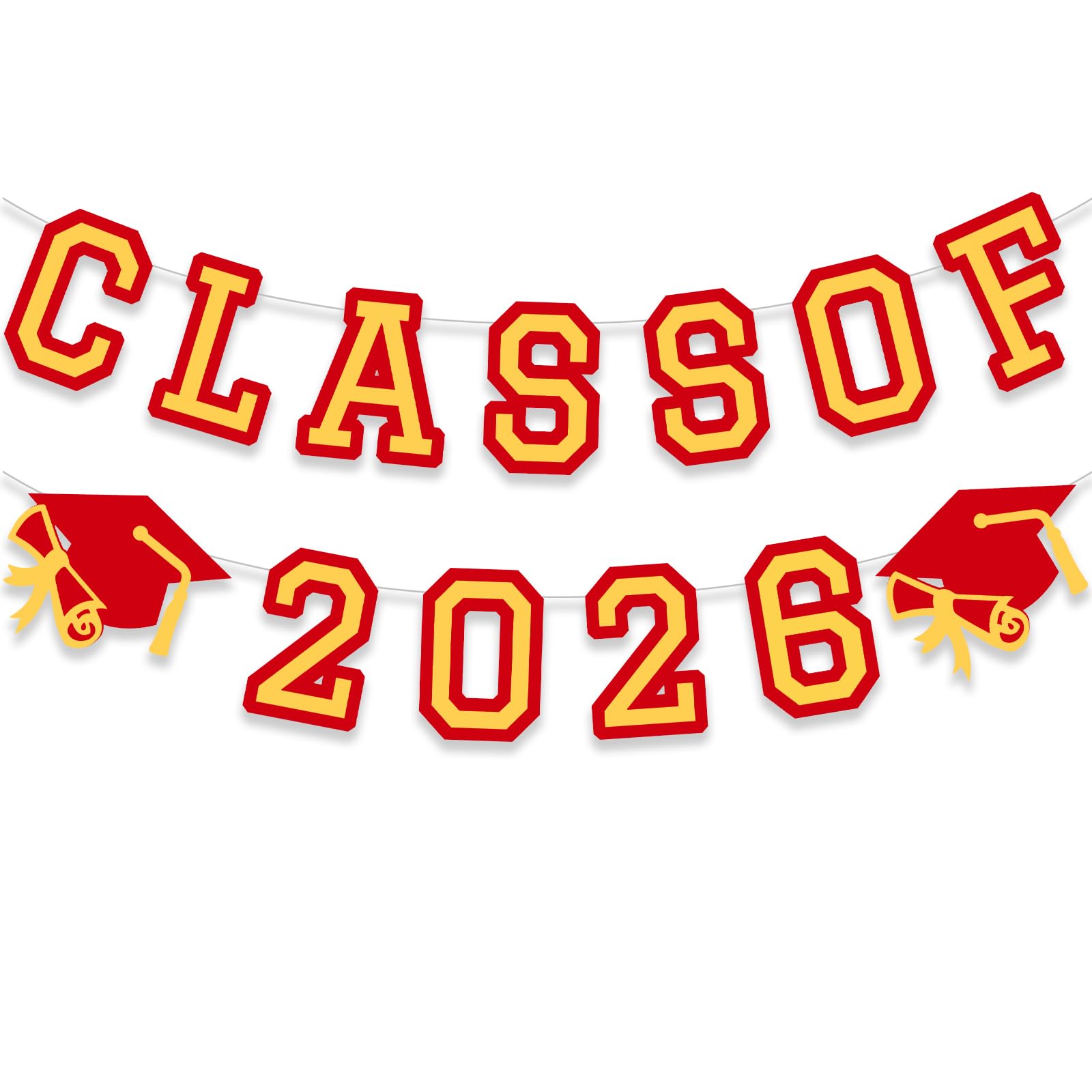 Class of 2026 Graduation Banner University College Grad Garland Decoration Party Supplies High School Colors Red Gold