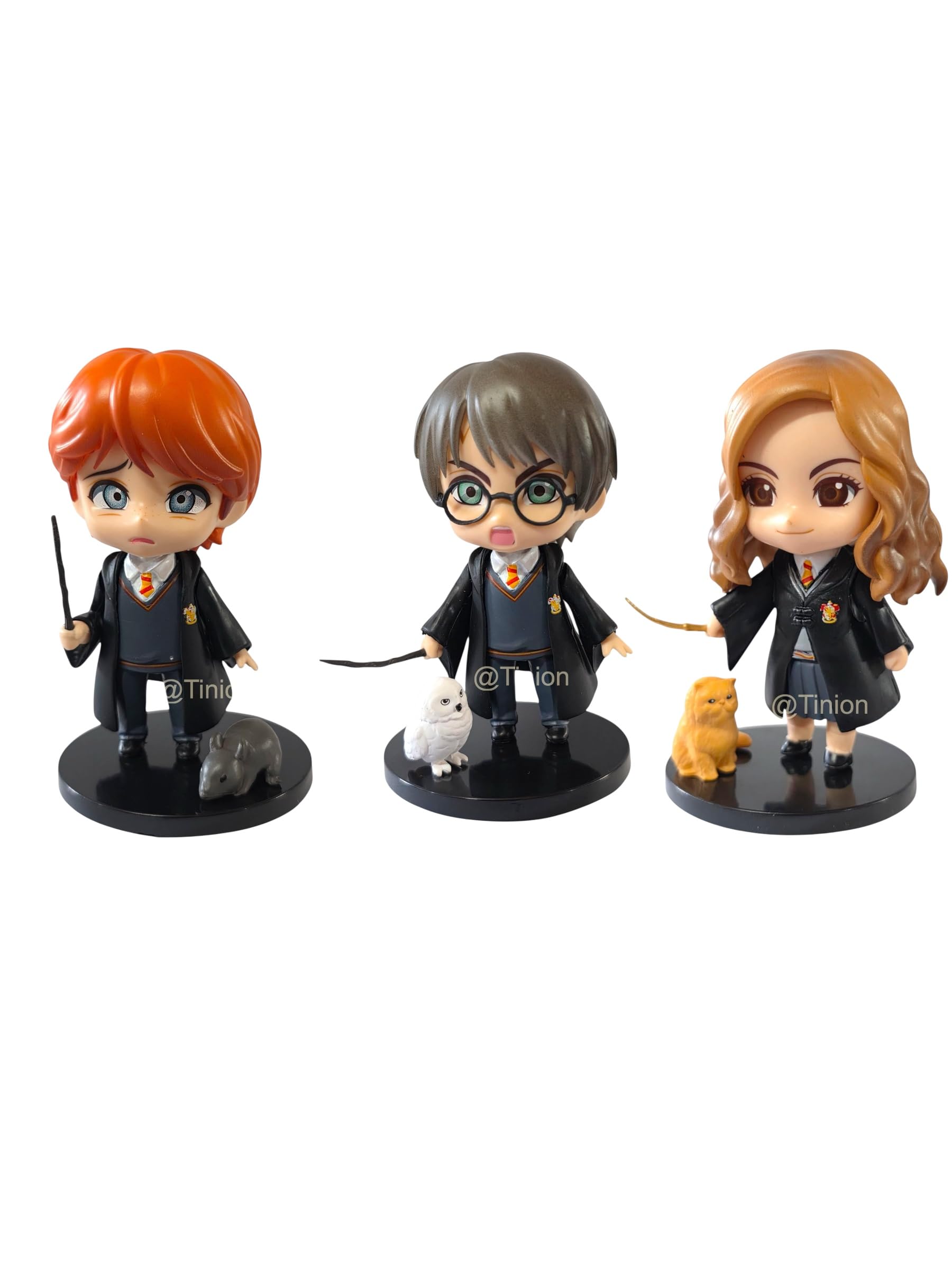Tinion|| Harry Potter 3pc Set with pet Action Figure Special Edition Action Figure for Car Dashboard, Decoration, Cake, Office Desk & Study Table (Pack of 3) (Height-8 cm)