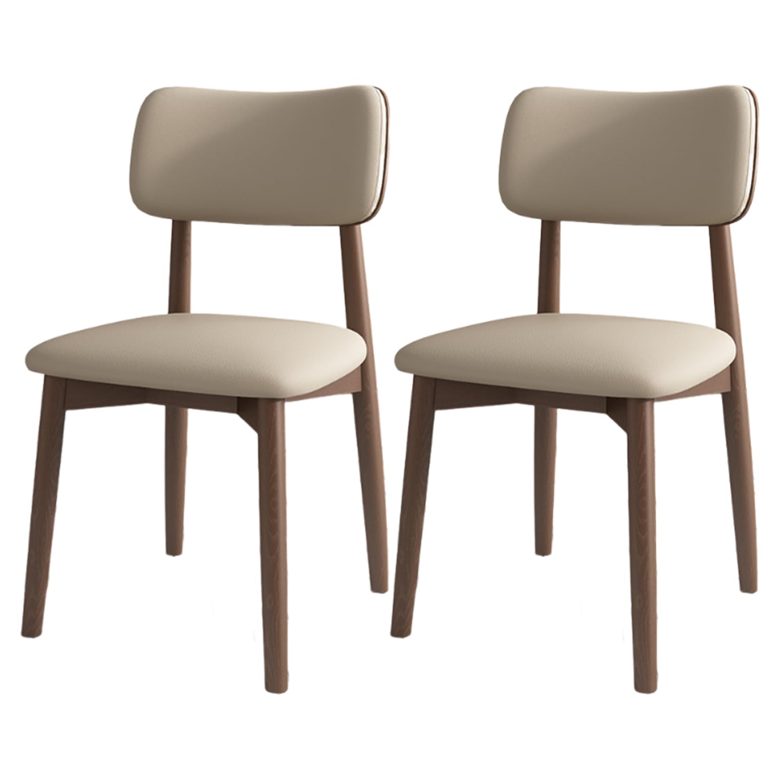 Chaise en bois rembourrée lot de 2 assises ergonomiques kaki clair et noyer