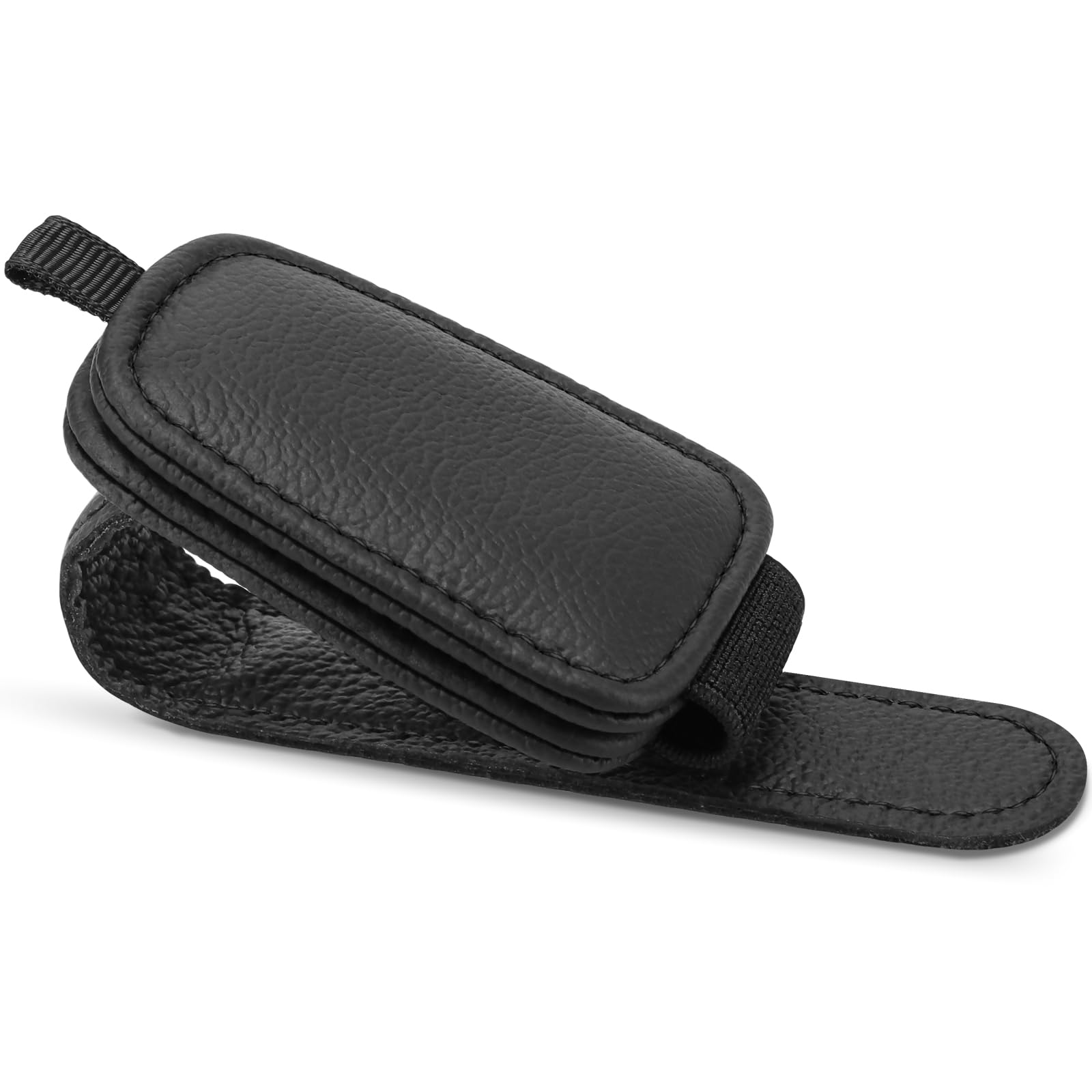 Tecfino Sunglasses Holders for Car Visor, 1 Pack Magnetic Leather Sunglass Clip for Car Visor, Car Glasses Holder and Ticket Card Clip, Eyeglass Holder for Car Visor Accessories (Black)
