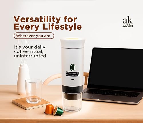 Miniatura 5 de Cafetera portátil 3 en 1  Máquina de café espresso eléctrica para viajes  Compatible con café molido, cápsulas NS y DG  Cafetera de espresso