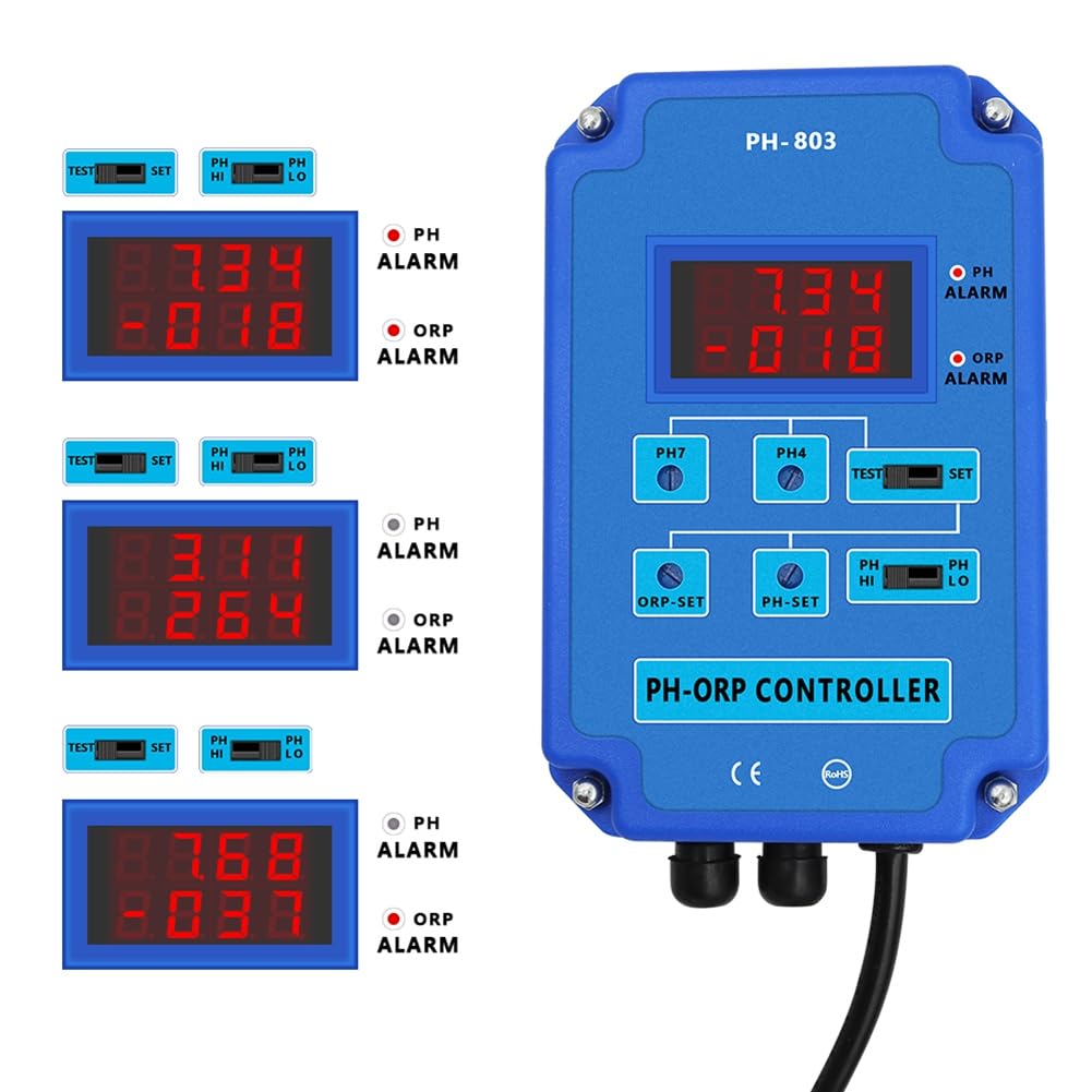 Monitor Digital 2 y 1 PH ORP Controlador Redox con Relé de Potencia de Salida para Acuario Planta HidropóNica Piscina Spa Enchufe de la UE