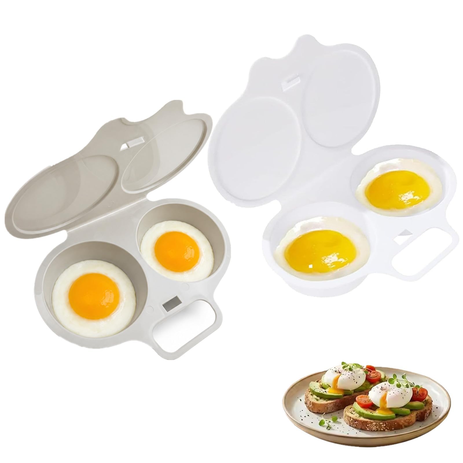 Microwave Egg Poacher With Lid & Handle, Dual Cavity Microwave Egg Poacher
