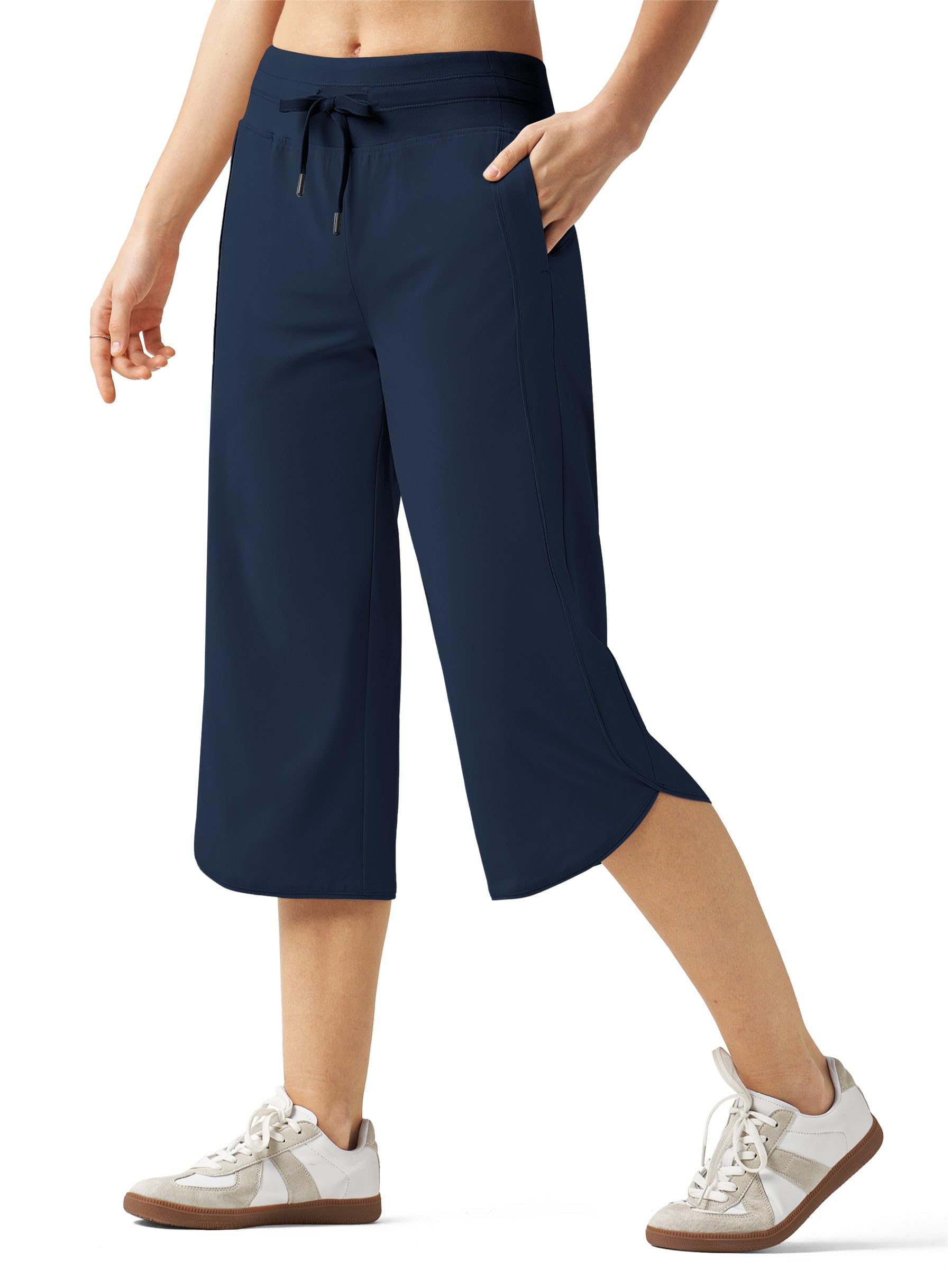 Willit Women's Capri Athletic Hiking Wide Leg Quick Dry Capri Pants Casual Lightweight Summer Cropped Pants