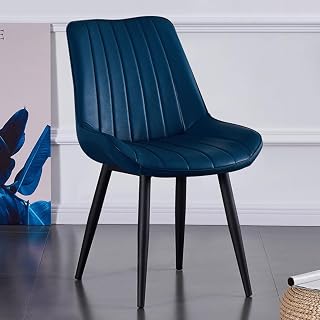 Juego de 4 sillas de comedor tapizadas modernas, cómodos cojines de cuero y patas de metal resistentes, elegantes sillas laterales para sala de estar, dormitorio, salón al aire libre, color negro