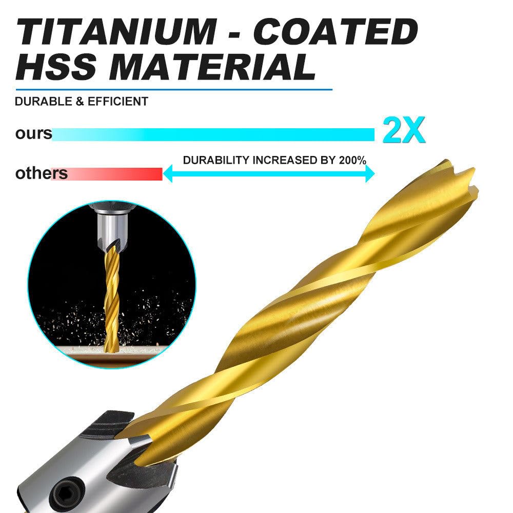 Set di punte da trapano svasate con rivestimento in titanio da 3-10 mm con chiave esagonale, fresa per fori per viti, utensili per la lavorazione del legno HSS, 4 pezzi da 3,6 mm