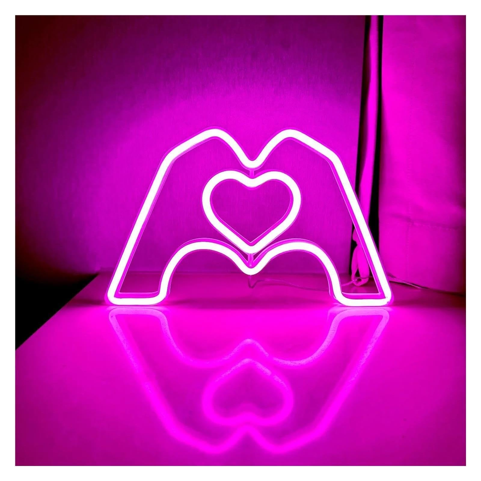 Decoración Lámparas Letrero De Neón Corazón Mano