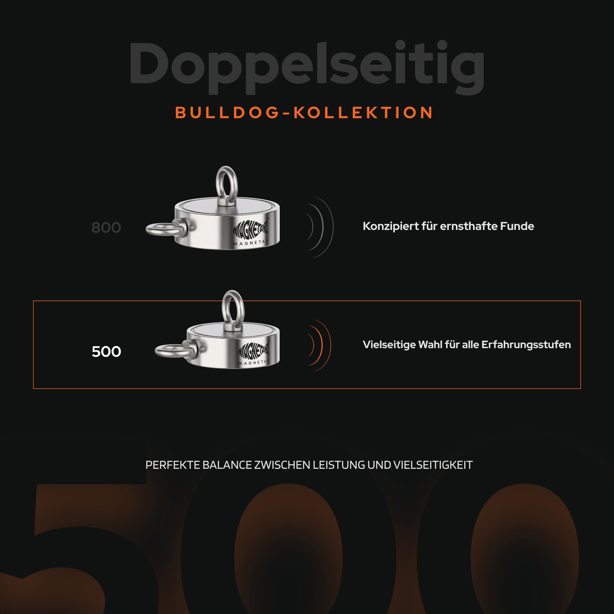 Magnetar - Magnetfischen Set - Doppelseitig 500kg Bergemagnet - Magnetangel Paket mit Doppelmagnet/Seil/Handschuhen/Kleber - Angelmagnet zum Magnet fischen
