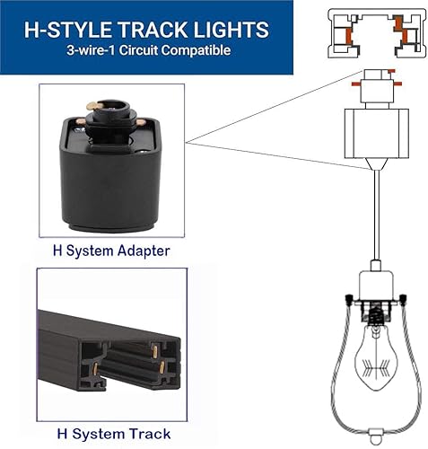 Miniatura 3 de Kiven H-System - Lámpara colgante de pista, estilo retro, diseño de loft vintage, lámpara de techo colgante de jaula de cesta negra, accesorio de
