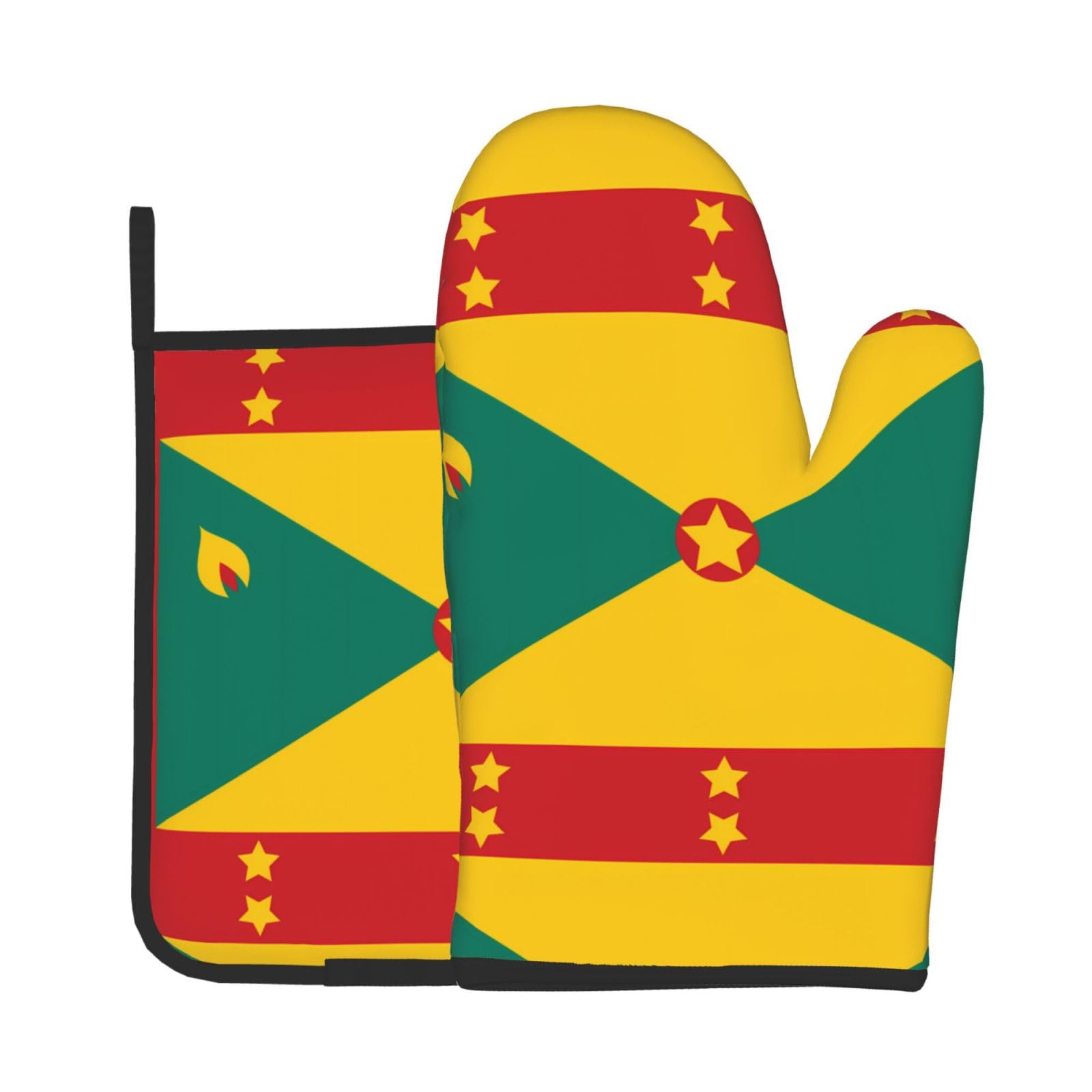 Oven Mitts and Potholders Set of 2 for Kitchen Baking Cooking GrayFlag of Grenada Thick and Durable
