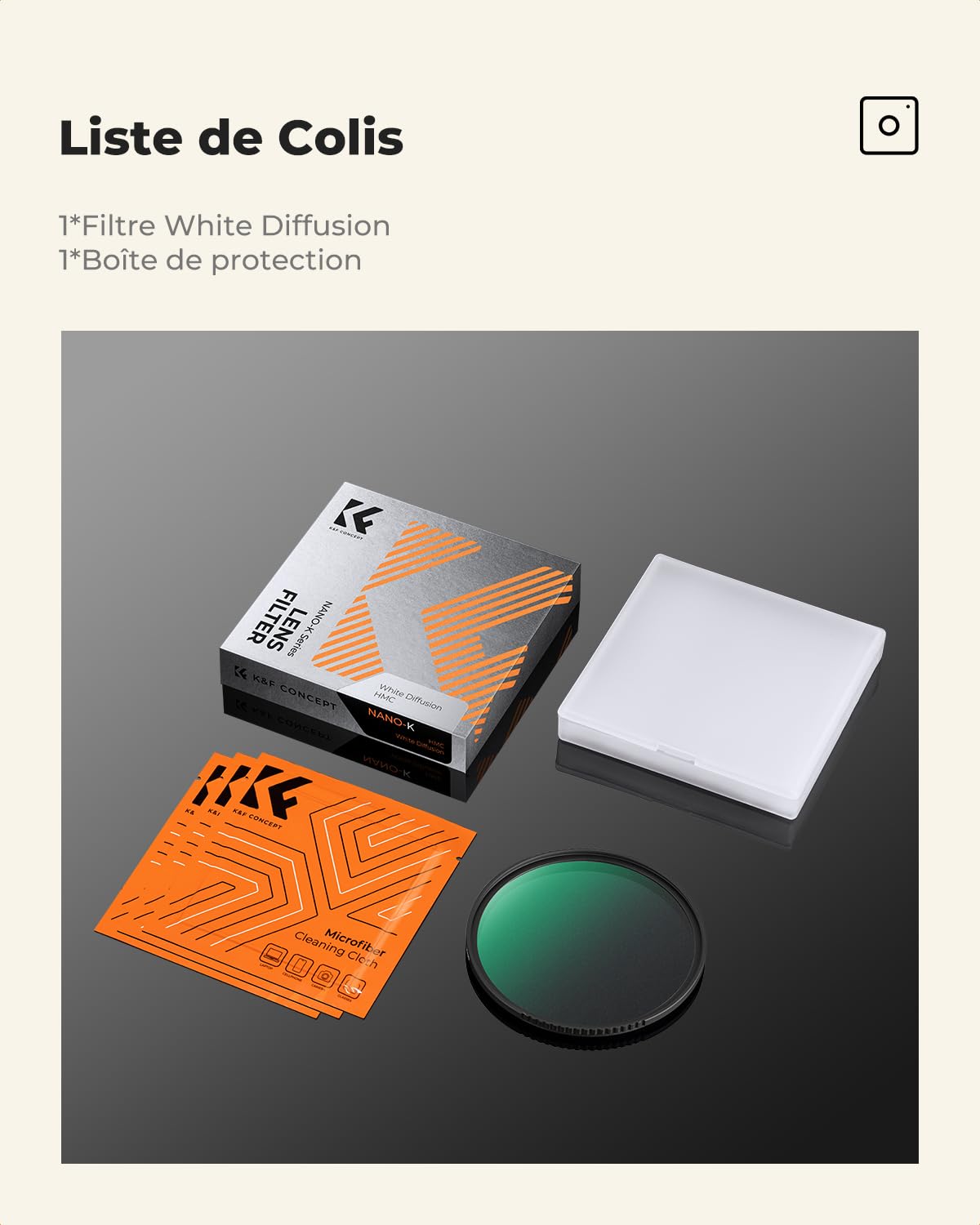K&F CONCEPT 67mm Filtre Doux Blanc Filtre White Mist Diffusion Brume Brouillard Effet et 3 Chiffons de Nettoyage pour Objectif Appareil Photo Caméra Reflex Numérique