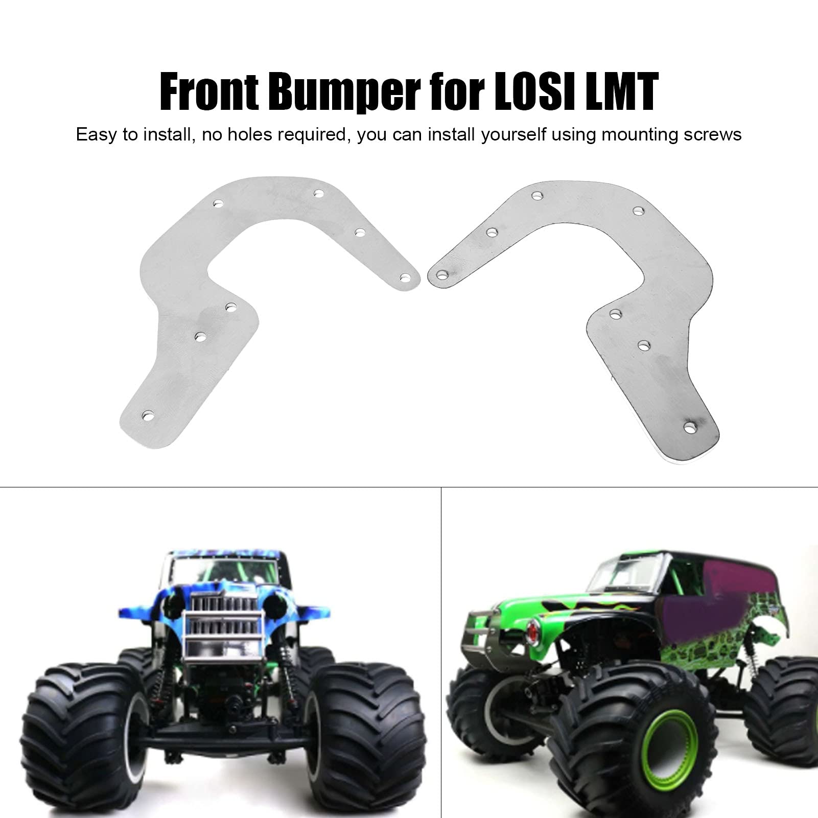 RC Front Bumper Set, Aluminum, Anti-Collision for LOSI LMT for 4WD Solid Axle Car