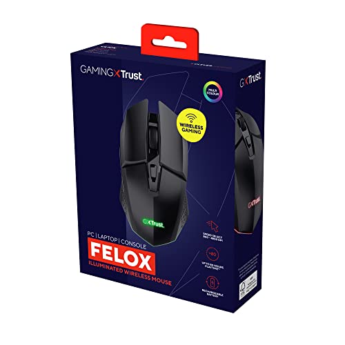 GXT 110 Felox Mouse Gaming Wireless Ricaricabile, 80 Ore di Autonomia, 800-4800 DPI, Illuminazione LED, 6 Pulsanti, Mouse Senza Fili RGB per Computer, Laptop, Windows - Nero - Mouse gaming - Immagine 11