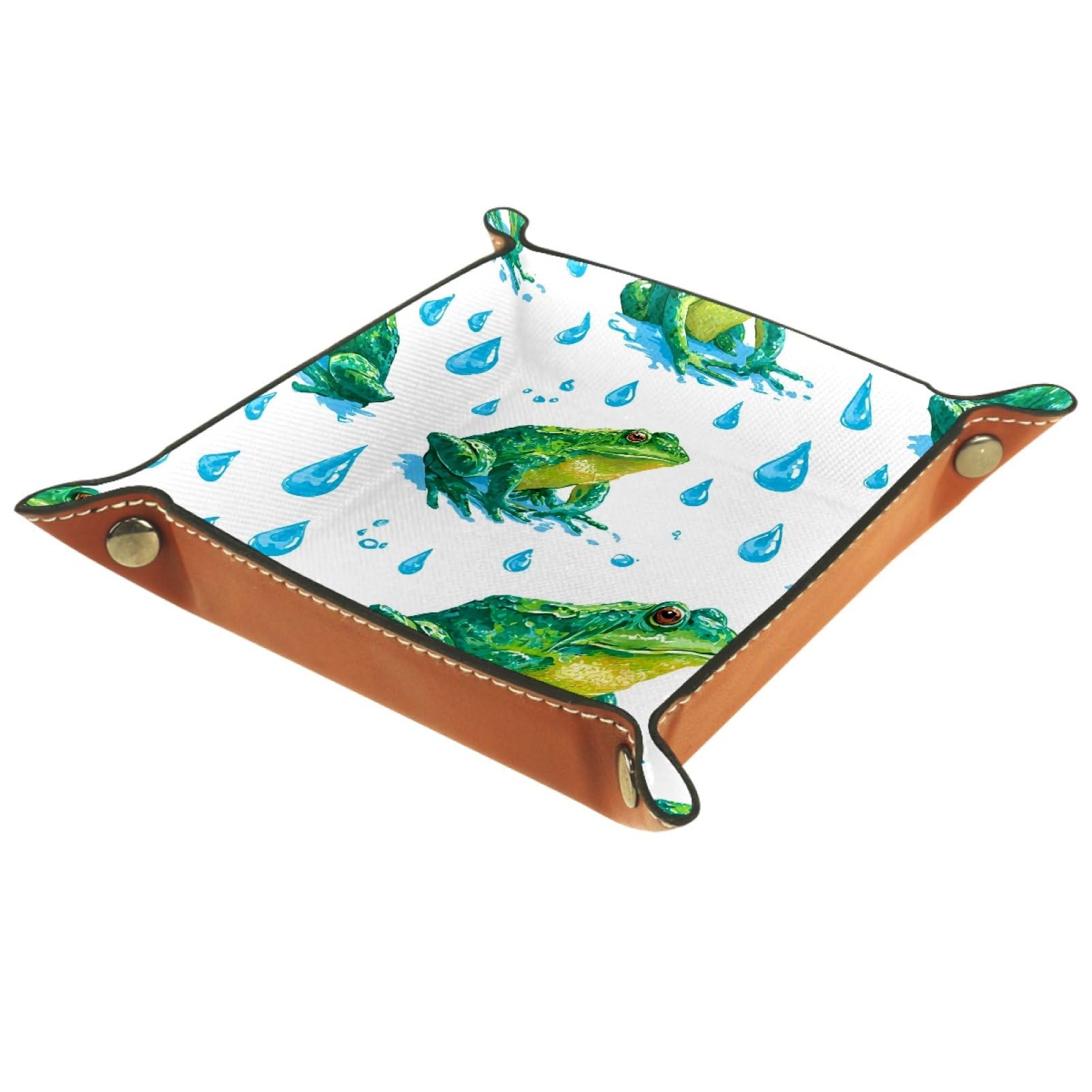 VAPOKF Frog Print Dice Trays Quadrilateral Dice Folding Tray Microfiber Leather Holder for Table Games RPG DND, 20.5 × 20.5 cm