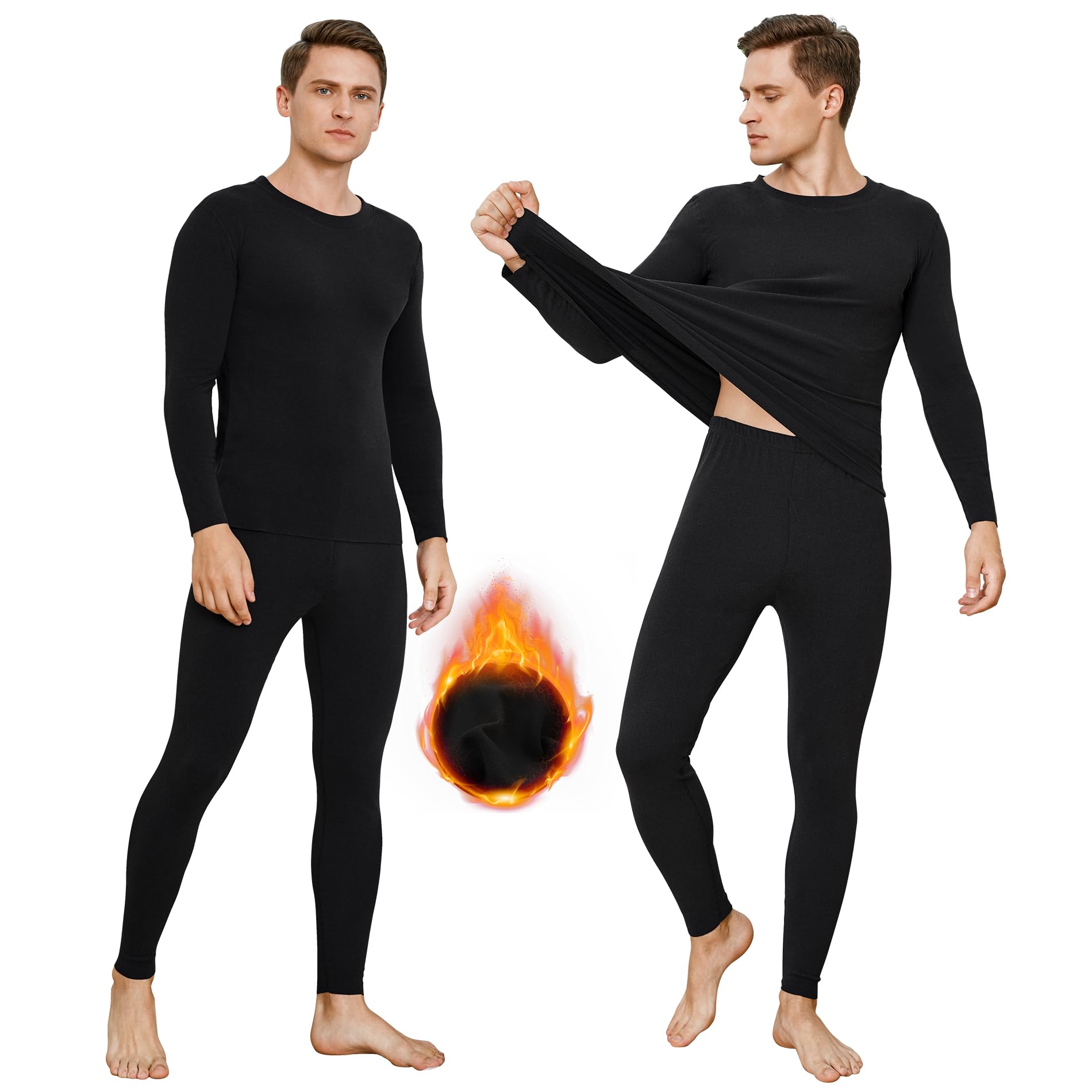 INNERSY sous Vetement Thermique Homme Manches Longues Ensemble Haut et Bas Thermiques Ski Hiver Automne