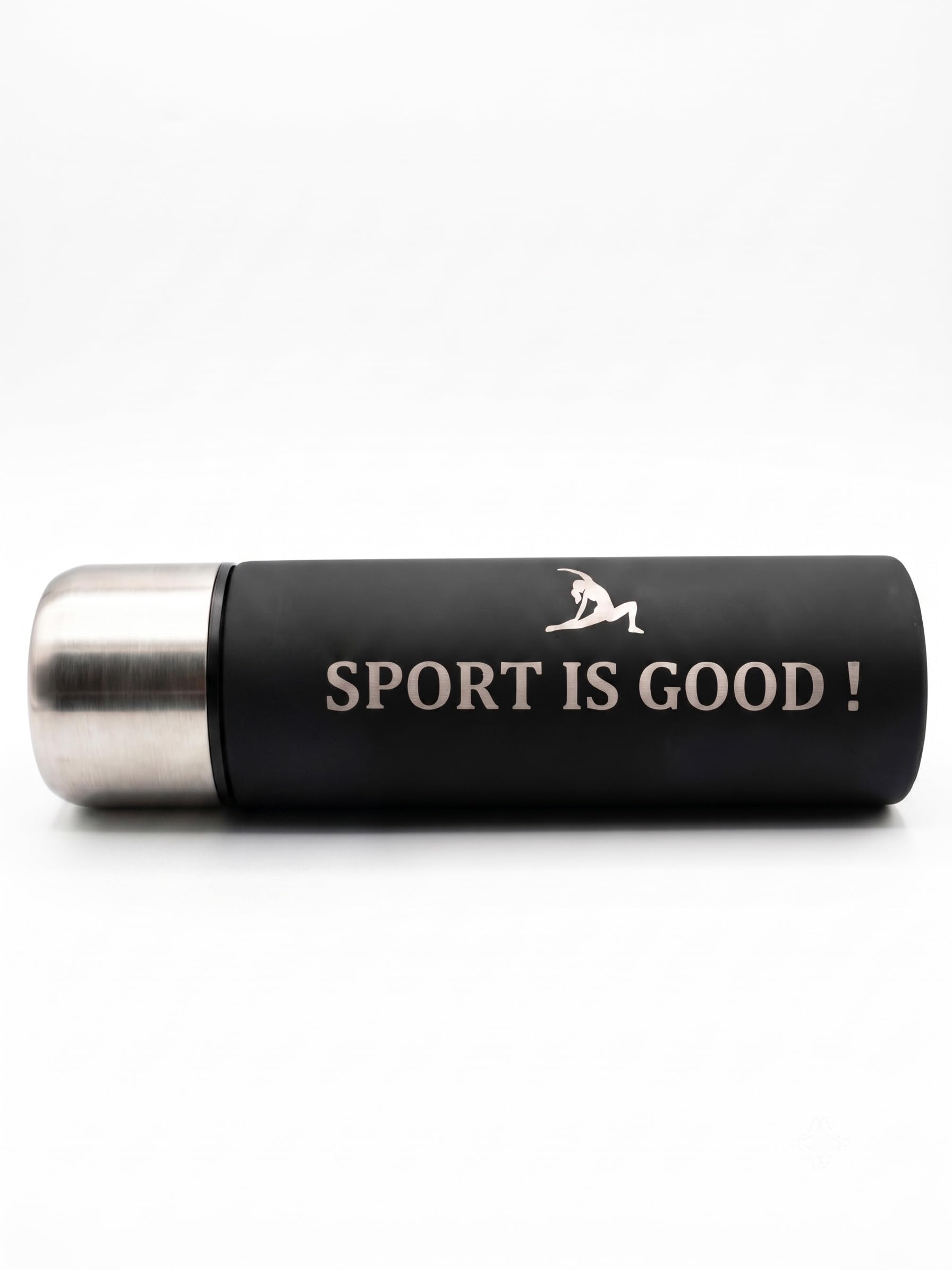 Botella de acero inoxidable con grabado láser a medida (nombre, texto) – Taza de viaje impermeable caliente y frío – Regalo deportivo de oficina – Marca MiNiTooN – Botella térmica personalizada – 500