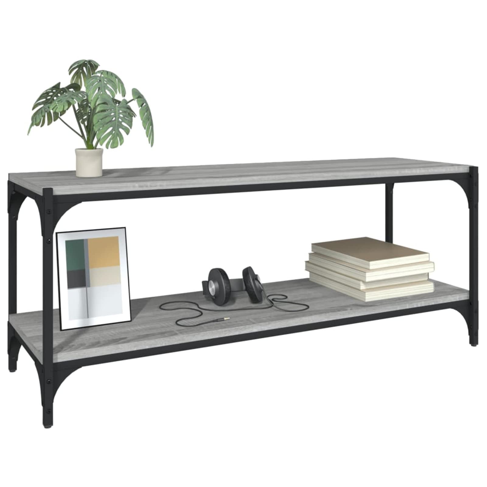 Tidyard Mobile TV/Libreria,Mobile Porta TV,Stile Industriale,Tavolo Consolle ,Tavolino Laterale,Tavolo da Divano,Supporto TV,Mobile da Salotto Grigio Sonoma 40x33x41 cm Legno Multistrato e Acciaio