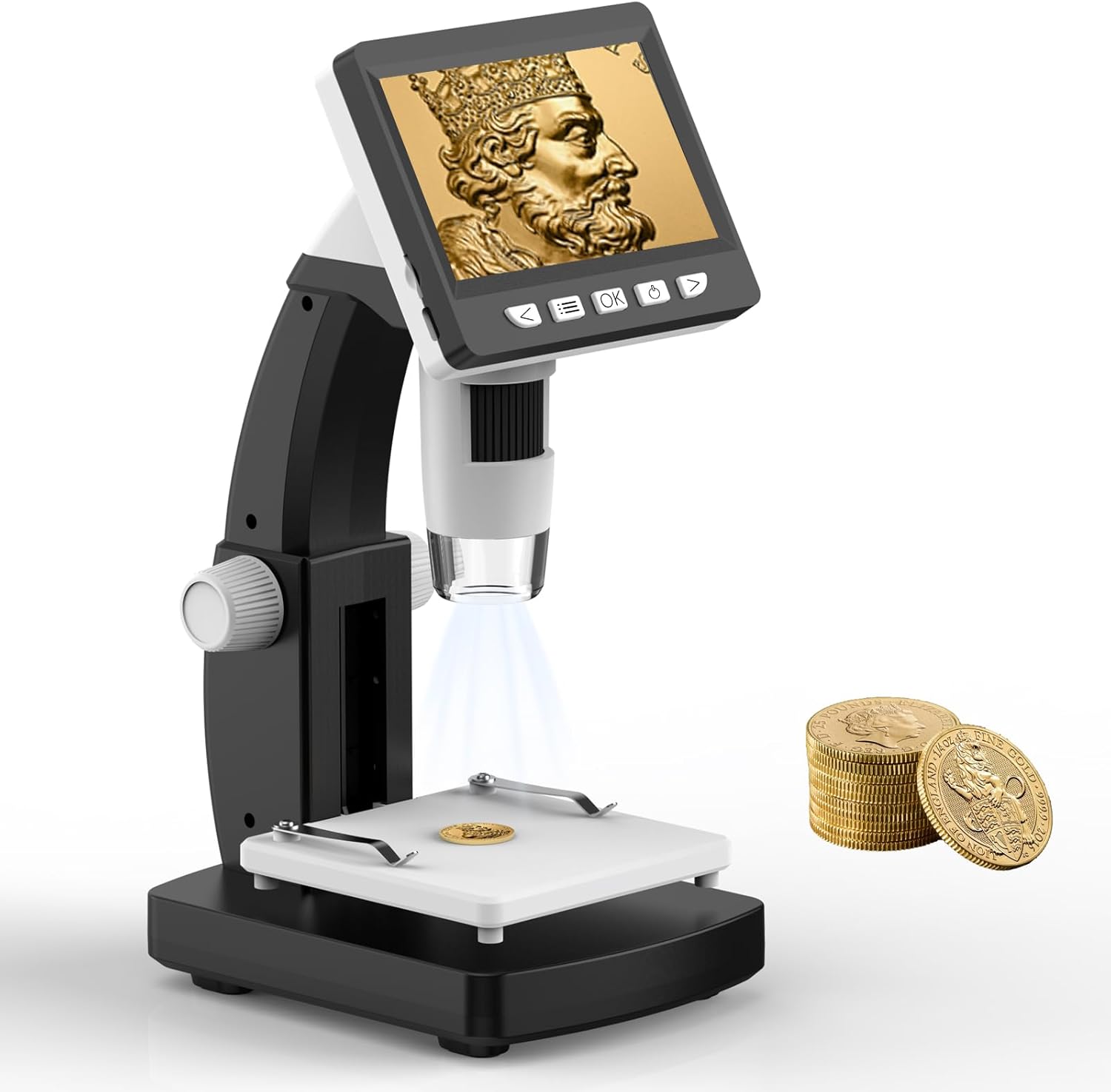 Coin Microscope Aopick 1000X LCD Digital Microscope with Stage and Stage Clips