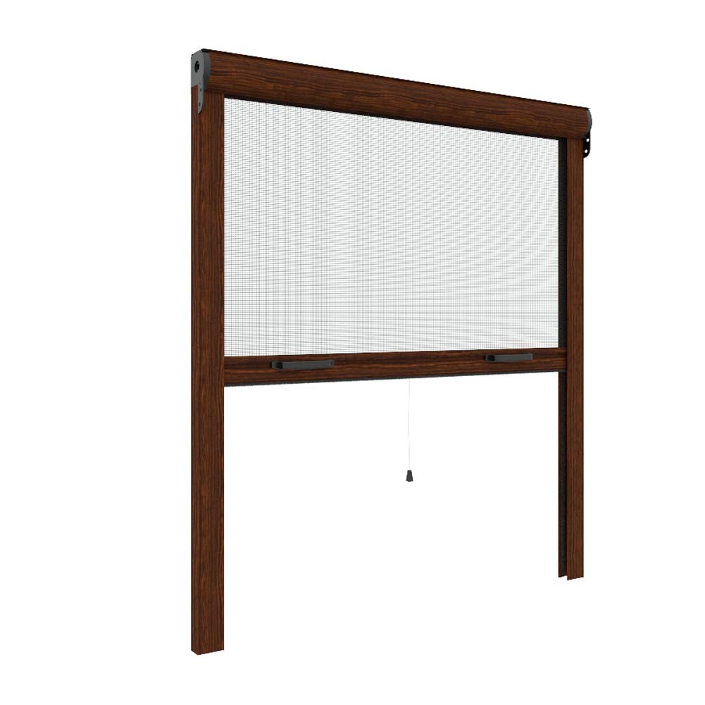 Zanzariera verticale per finestre 32 mm Mini ultra sottile su misura personalizzabile a rullo con molla telaio con profilo robusto e resistente in alluminio Made in Italy Noce Scuro