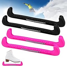 2 Pairs Adjustable Ice Skates Blade Cover Ice Skates Durable Plastic Blade Protector for Ice Hockey Skates for Shoe Sizes 37-41 (Pink and Black)