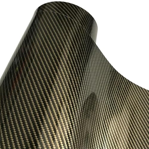 LIUCHUCHU Autofolie 50x300cm Gold Diagonal 2D Carbon Fiber Glänzend Faser Vinyl Film Auto Wrap Folie Mit Air Release(Gold Diagonal,50cm x 200cm)