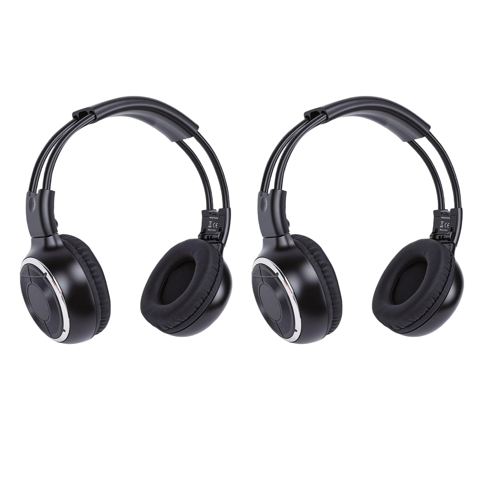 Paquete de 2 Auriculares Inalámbricos, Auriculares IR de Doble Canal, con Diadema Ajustable con Almohadillas Ultra Suaves, Ideales para el de Entretenimiento Trasero de DVD del Coche de los