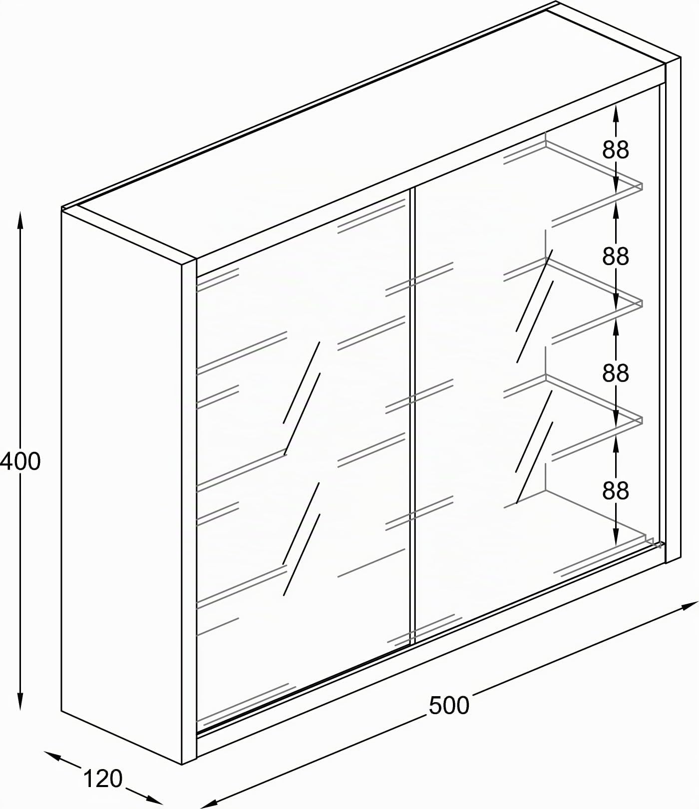 VCM Drivalo S - Vitrina de cristal para colgar (40 x 50 x 12 cm), diseño moderno y ahorra espacio