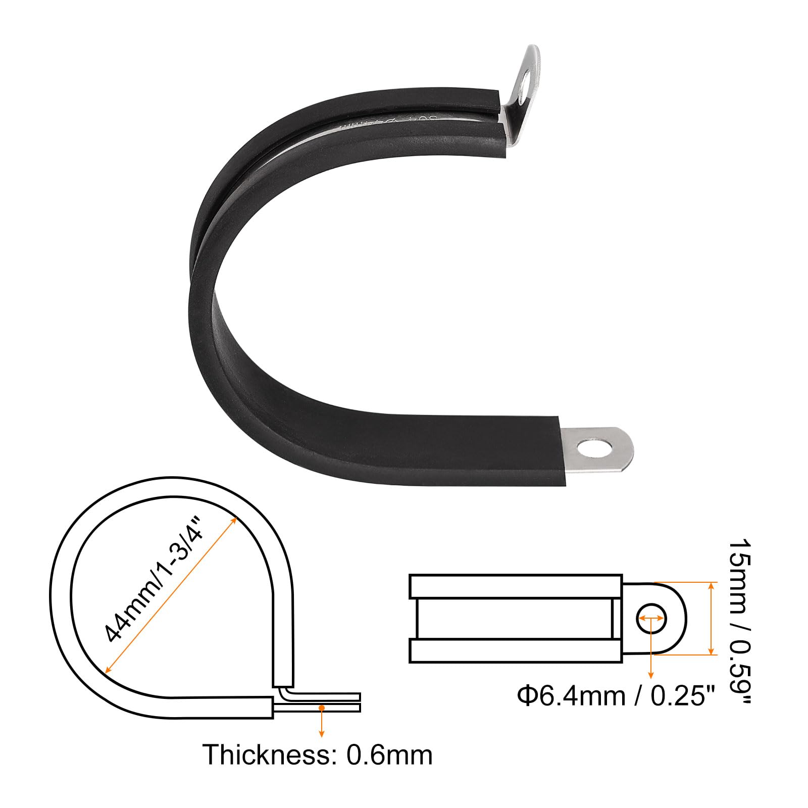 Colliers De Serrage Sourcing Map 12 Pièces - Acier Inox 304 - Taille 44mm - Avec Caoutchouc Amorti