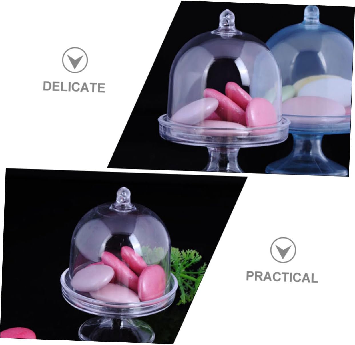 Mikinona 12pcs Plastic Candy Display Plate with Dome Xmas for Party Home