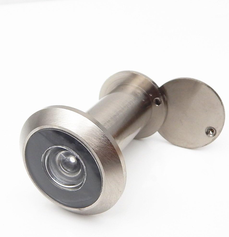 ECREW Door Viewer Security Peek Peep Hole for Front Door Home Office 200 Degree Wide Angle Solid Brass Privacy with Cover for 1-3/8" to 2-1/6" Doors (Brushed Silver)