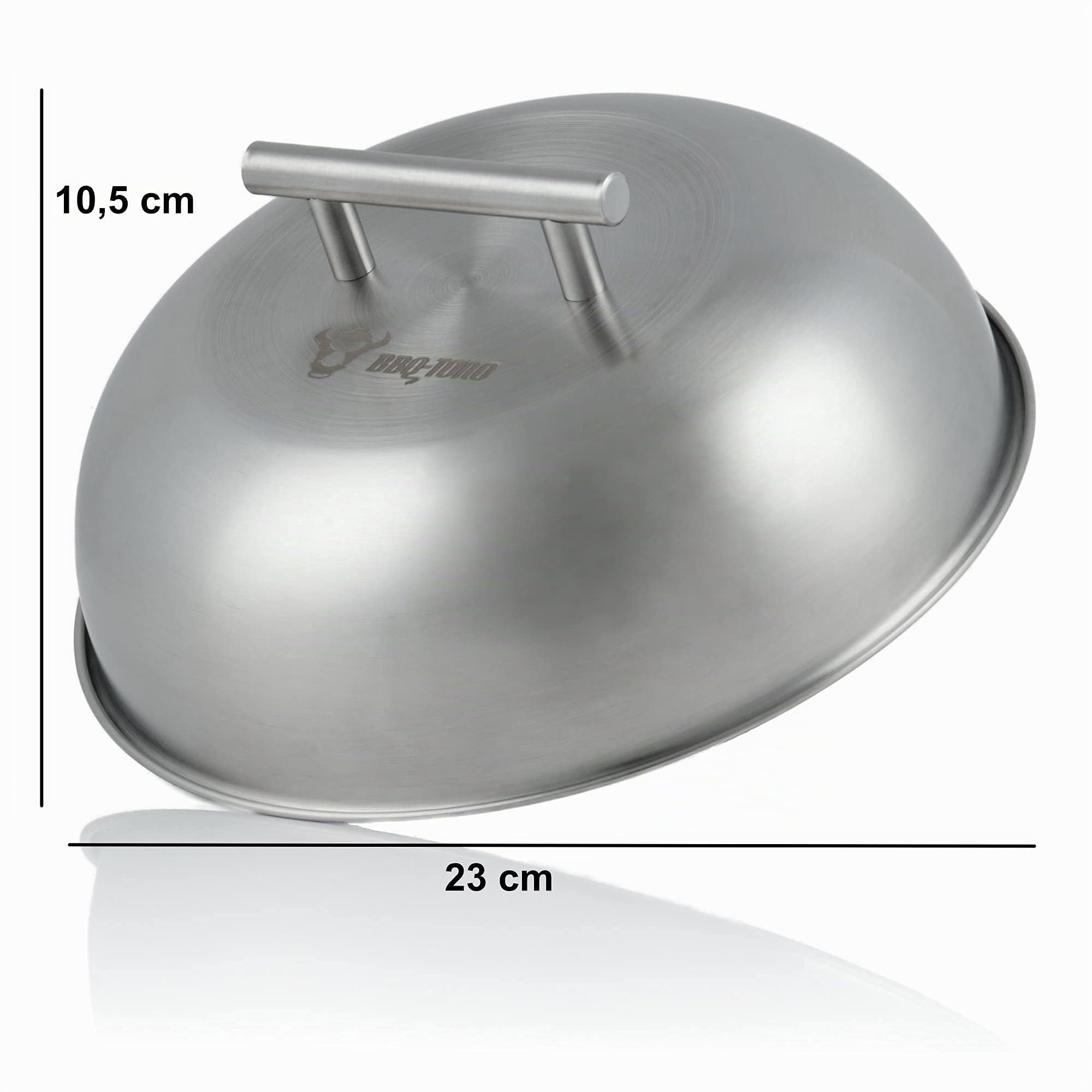 BBQ-TORO Campana in Acciaio Inox | Ø 23 cm | Cloche per pietanze in Acciaio Inox, Melting Dome, Campana per Grill, Campana per Hamburger (1)