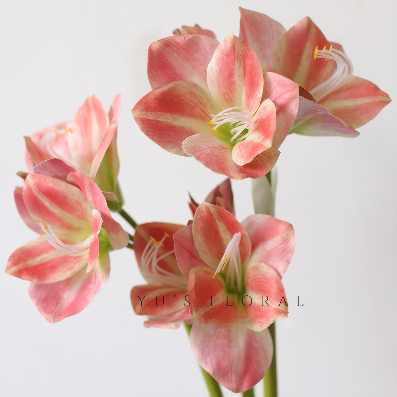 21.5" Artificial Amaryllis Flowers 3pcs Pink Fake Silk Flowers Faux Belladonna Lily for Home Office Hotel Decoration Wedding Centerpiece Bouquet(3pcs,Pink) - Image 3
