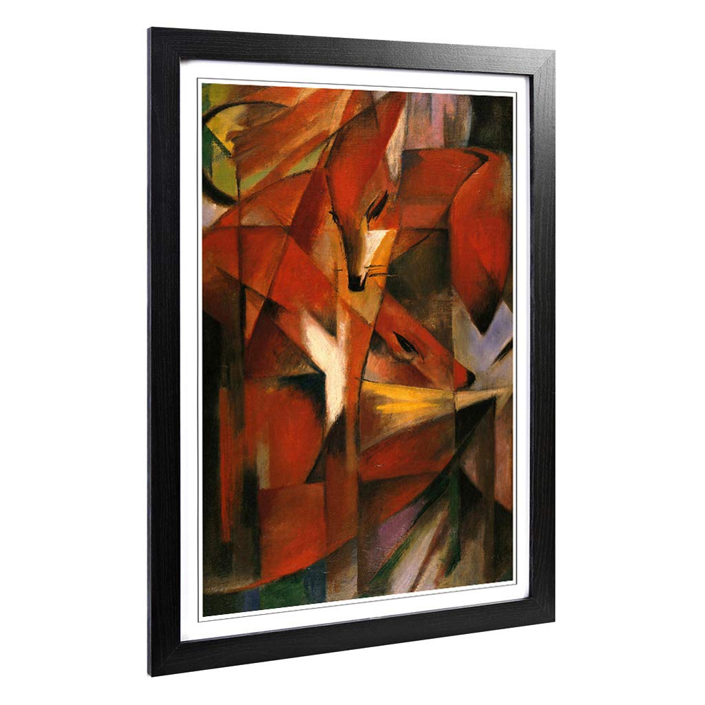 Big Box Art Framed Print of Franz Marc The Foxes Design | Wall Art Picture | Home Decor for Kitchen, Living, Dining Room, Lounge, Bedroom, Hallway, Office, Black, A2 / 24.5x18 Inch / 62x45cm