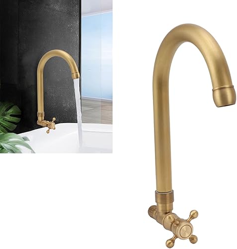 Miniatura 6 de Grifo para lavabo de baño, grifo de lavabo de latón antiguo, grifo de una sola manija, grifo de agua fría caliente con perilla cruzada para baño