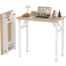 80 x 50 cm Folding Desk Small Computer Desk Space-Saving Laptop Table for Office Home Office Wood-C