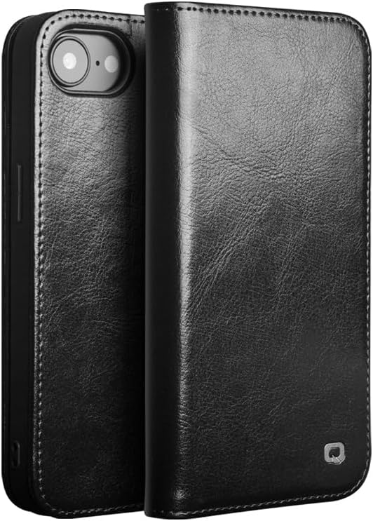 QIALINO for iPhone 16e Wallet Case, Premium Handmade Luxury Genuine Leather Fashion Business Classic Flip Case with [Card Slots] [Kickstand] [Durable Frame] for iPhone 16e (Brown)
