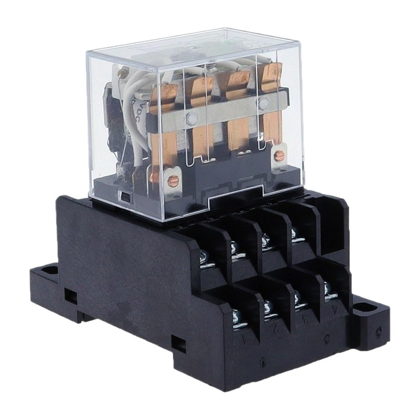 1 juego de relé de potencia LY4NJ HH64P CA 110 V, 220 V, 12 V, 24 V, 14 pines, 10 A, contacto plateado, bobina 4PDT con base de zócalo PTF14A(AC,12V)
