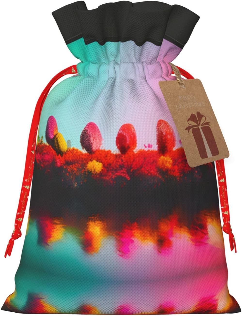 Bright Beautiful Colorful Art Delicate Fabric Gift Bags With Drawstring–charming Holiday Gift Bag For Celebrations Gifting
