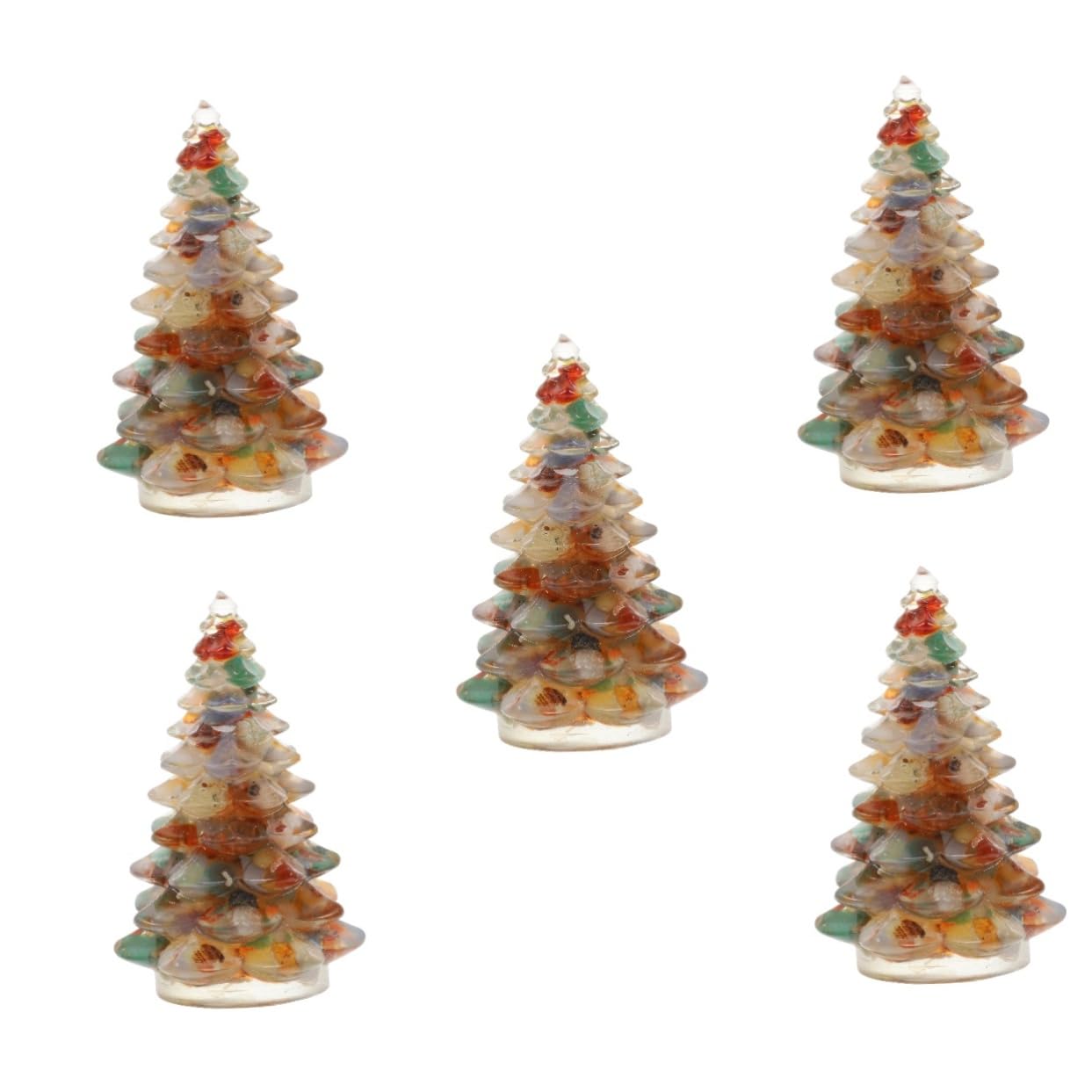 PRETYZOOM 5 Piezas Adornos para Arboles De Navidad Árboles De Mesa Adornos De Navidad Estatuilla del Árbol De Árbol De Epoxi De Mesa Decoración De Navideña Resina Sintética