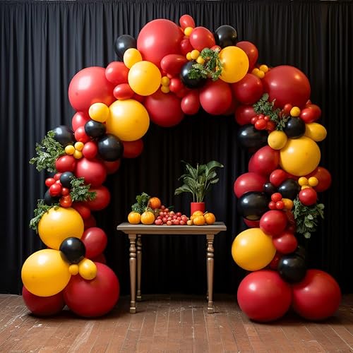 Miniatura 9 de YUNGSUN Kit de arco de guirnalda de globos, 155 globos de látex de 18 pulgadas, 10 pulgadas, 5 pulgadas, amarillo, rojo, negro, para cumpleaños,