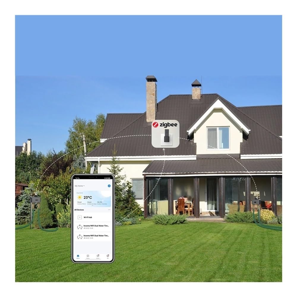 Timer automatico for irrigazione a doppio tubo adatto for il giardino | Temporizzatore programmabile a 2 uscite, controllo indipendente, facile installazione(Only Timer 1pcs)